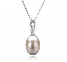 Bambie Blanc 9-10mm AAA-qualité perles d'eau douce 925/1000 Argent-pendentif en perles