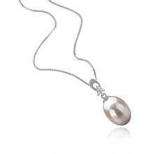 Bambie Blanc 9-10mm AAA-qualité perles d'eau douce 925/1000 Argent-pendentif en perles