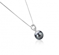 Emilia Noir 10-11mm AAA-qualité de Tahiti 925/1000 Argent-pendentif en perles