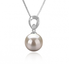 Emilia Blanc 10-11mm AAAA-qualité perles d'eau douce 925/1000 Argent-pendentif en perles