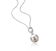 Emilia Blanc 10-11mm AAAA-qualité perles d'eau douce 925/1000 Argent-pendentif en perles