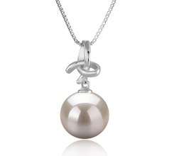 Maude Blanc 10-11mm AAAA-qualité perles d'eau douce 925/1000 Argent-pendentif en perles