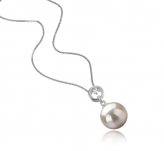 Bonita Blanc 10-11mm AAAA-qualité perles d'eau douce 925/1000 Argent-pendentif en perles