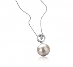 Aurora Blanc 10-11mm AAAA-qualité perles d'eau douce 925/1000 Argent-pendentif en perles