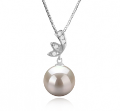 Justine Blanc 10-11mm AAAA-qualité perles d'eau douce 925/1000 Argent-pendentif en perles