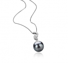 Franck Noir 10-11mm AAA-qualité de Tahiti 925/1000 Argent-pendentif en perles
