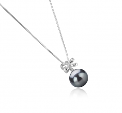 Marte Noir 10-11mm AAA-qualité de Tahiti 925/1000 Argent-pendentif en perles