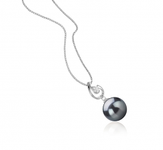 Femke Noir 10-11mm AAA-qualité de Tahiti 925/1000 Argent-pendentif en perles