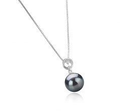 Bonita Noir 10-11mm AAA-qualité de Tahiti 925/1000 Argent-pendentif en perles