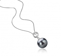 Bonita Noir 10-11mm AAA-qualité de Tahiti 925/1000 Argent-pendentif en perles