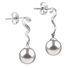 Tamara Blanc 8-9mm AAA-qualité Akoya du Japon 585/1000 Or Blanc-Boucles d'oreilles en perles