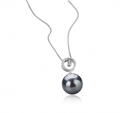 Aurora Noir 11-12mm AAA-qualité de Tahiti 925/1000 Argent-pendentif en perles