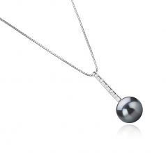 Vanna Noir 11-12mm AAA-qualité de Tahiti 925/1000 Argent-pendentif en perles