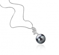 Justine Noir 11-12mm AAA-qualité de Tahiti 925/1000 Argent-pendentif en perles