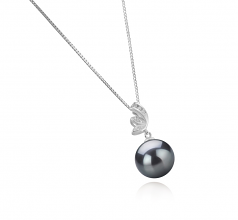 Justine Noir 11-12mm AAA-qualité de Tahiti 925/1000 Argent-pendentif en perles