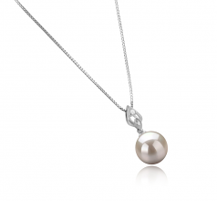 Frida Blanc 10-11mm AAAA-qualité perles d'eau douce 925/1000 Argent-pendentif en perles