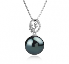 Trish Noir 11-12mm AAA-qualité de Tahiti 925/1000 Argent-pendentif en perles