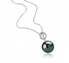 Trish Noir 11-12mm AAA-qualité de Tahiti 925/1000 Argent-pendentif en perles