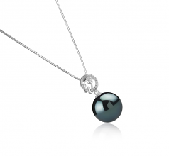 Trish Noir 11-12mm AAA-qualité de Tahiti 925/1000 Argent-pendentif en perles