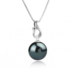 Elin Noir 11-12mm AAA-qualité de Tahiti 925/1000 Argent-pendentif en perles