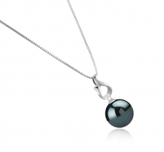 Elin Noir 11-12mm AAA-qualité de Tahiti 925/1000 Argent-pendentif en perles