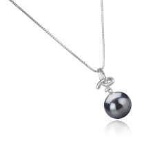 Maude Noir 10-11mm AAA-qualité de Tahiti 925/1000 Argent-pendentif en perles