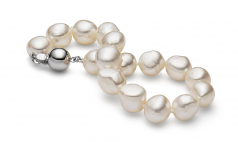 Baroque Drop Blanc 10-11mm Baroque-qualité perles d'eau douce 925/1000 Argent-Bracelet de perles