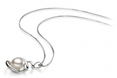 Eldova Blanc 8-9mm AAA-qualité Akoya du Japon 585/1000 Or Blanc-pendentif en perles