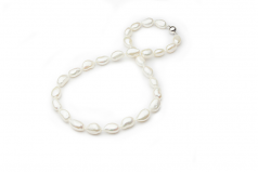 Drop Blanc 10-11mm Baroque-qualité perles d'eau douce 925/1000 Argent-Collier de perles