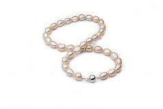 Laisser tomber Rose 10-11mm Baroque-qualité perles d'eau douce 925/1000 Argent-Collier de perles