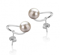 Vanessa Blanc 7-8mm AAAA-qualité perles d'eau douce 925/1000 Argent-Boucles d'oreilles en perles