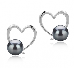 Vanessa Noir 7-8mm AAAA-qualité perles d'eau douce 925/1000 Argent-Boucles d'oreilles en perles