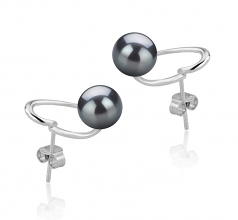 Vanessa Noir 7-8mm AAAA-qualité perles d'eau douce 925/1000 Argent-Boucles d'oreilles en perles