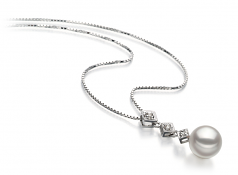 Rozene Blanc 8-9mm AAA-qualité Akoya du Japon 585/1000 Or Blanc-pendentif en perles