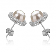 Christelle Blanc 7-8mm AAAA-qualité perles d'eau douce 925/1000 Argent-Boucles d'oreilles en perles