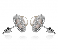 Christelle Blanc 7-8mm AAAA-qualité perles d'eau douce 925/1000 Argent-Boucles d'oreilles en perles