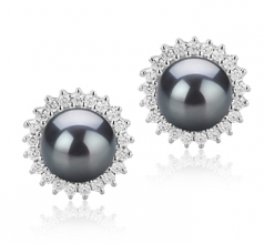 Christelle Noir 7-8mm AAAA-qualité perles d'eau douce 925/1000 Argent-Boucles d'oreilles en perles