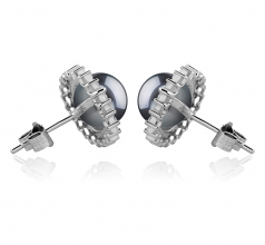 Christelle Noir 7-8mm AAAA-qualité perles d'eau douce 925/1000 Argent-Boucles d'oreilles en perles