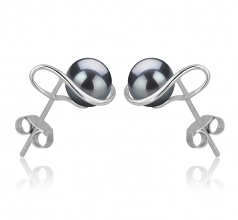 Tamika Noir 6-7mm AAAA-qualité perles d'eau douce 925/1000 Argent-Boucles d'oreilles en perles