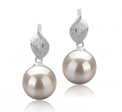 Feuille Blanc 8-9mm AAAA-qualité perles d'eau douce 925/1000 Argent-Boucles d'oreilles en perles