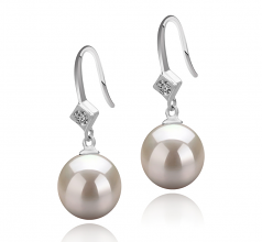 Ethel Blanc 8-9mm AAAA-qualité perles d'eau douce 925/1000 Argent-Boucles d'oreilles en perles