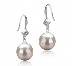 Ethel Blanc 8-9mm AAAA-qualité perles d'eau douce 925/1000 Argent-Boucles d'oreilles en perles