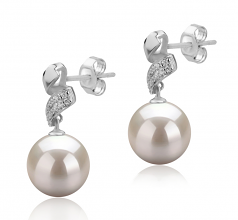 Blair Blanc 9-10mm AAAA-qualité perles d'eau douce 925/1000 Argent-Boucles d'oreilles en perles