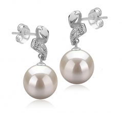 Blair Blanc 9-10mm AAAA-qualité perles d'eau douce 925/1000 Argent-Boucles d'oreilles en perles