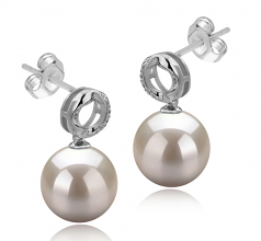 Shellry Blanc 9-10mm AAAA-qualité perles d'eau douce 925/1000 Argent-Boucles d'oreilles en perles