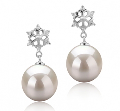 Neige Blanc 10-11mm AAAA-qualité perles d'eau douce 925/1000 Argent-Boucles d'oreilles en perles