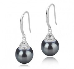 Roxanne Noir 10-11mm AAA-qualité de Tahiti 925/1000 Argent-Boucles d'oreilles en perles