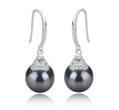 Roxanne Noir 10-11mm AAA-qualité de Tahiti 925/1000 Argent-Boucles d'oreilles en perles