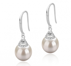 Roxanne Blanc 10-11mm AAAA-qualité perles d'eau douce 925/1000 Argent-Boucles d'oreilles en perles