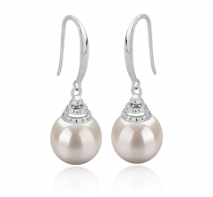 Roxanne Blanc 10-11mm AAAA-qualité perles d'eau douce 925/1000 Argent-Boucles d'oreilles en perles